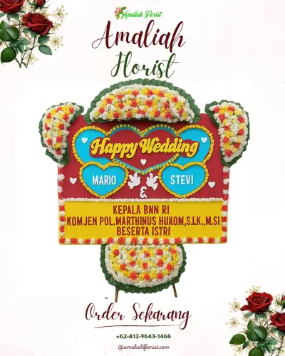 Karangan Papan Bunga Pernikahan di Sekejati